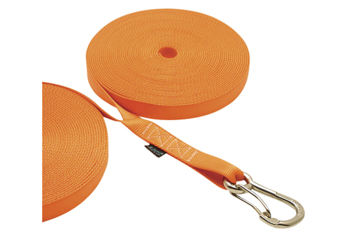 Double Jackline with Clip - Orange, nylon webbing, stainless steel heavy duty harness clip, C0240-0035-O, C0240-0045-O, C0240-0055-O